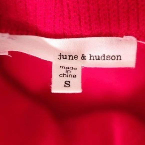 JUNE & HUDSON Christmas Red Puff Sleeve Turtleneck Sweater Holiday Women's Small - Picture 2 of 7